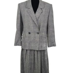 Sweet Suit Petite Vintage 2Pc Women's Career Gray 2 Piece Wool Suit 6